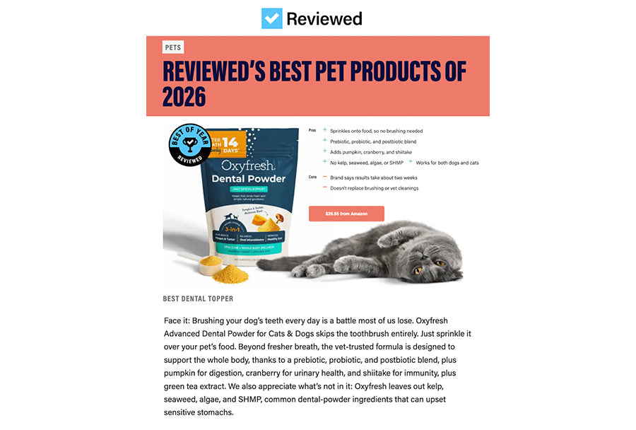 Oxyfresh Named Best Dental Topper in Reviewed's Best Pet Products of 2026